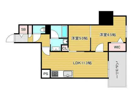 IBC RESDENCE ウエスト(2LDK/11階)の間取り写真