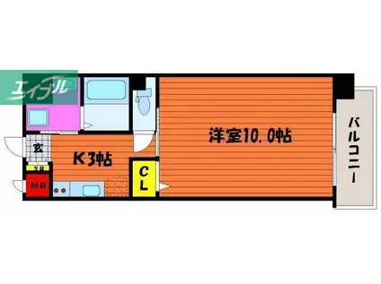 柳町Aマンション(1K/6階)の間取り写真