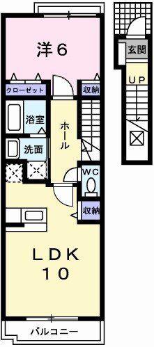 ワイズコンブリオIV(1LDK/2階)の間取り写真