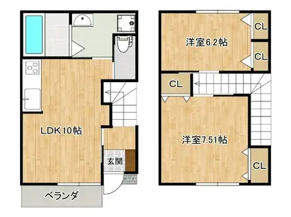 SUNWOOD(2LDK/1階)の間取り写真