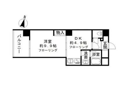 ジェラ恵比寿レジデンス(1DK/4階)の間取り写真