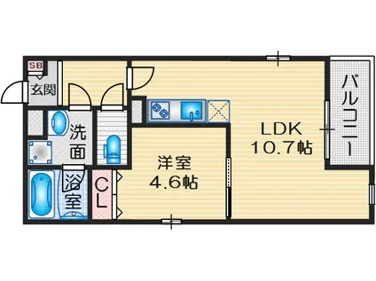 L-STEED岸辺CENTRAL(1LDK/2階)の間取り写真