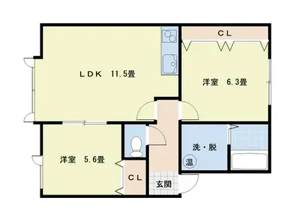 コーポオアシスII(2LDK/2階)の間取り写真