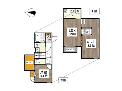 ADC南高江(1LDK/1階)の間取り写真