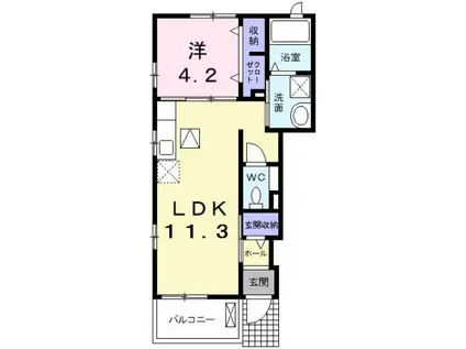 アルドールMI(1LDK/1階)の間取り写真