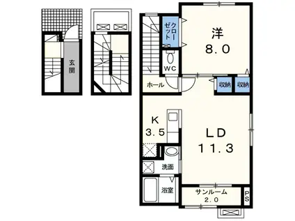 シエーネ(1LDK/3階)の間取り写真