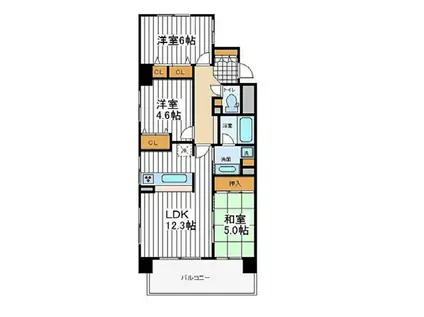 エスリード北田辺第3(3LDK/9階)の間取り写真