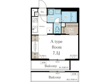 リブリ・ソレイユ三井寺(1K/1階)の間取り写真