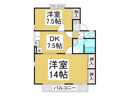 メゾン・ド・T A棟(2DK/2階)の間取り写真