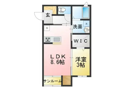 オランジュベール桑名(1LDK/1階)の間取り写真