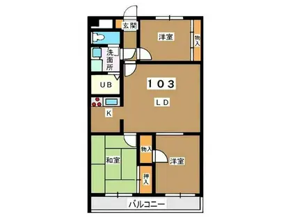 志村城山マンション(3LDK/1階)の間取り写真