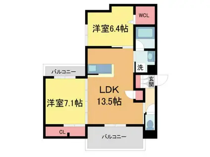 フォレスト香櫨園(2LDK/3階)の間取り写真