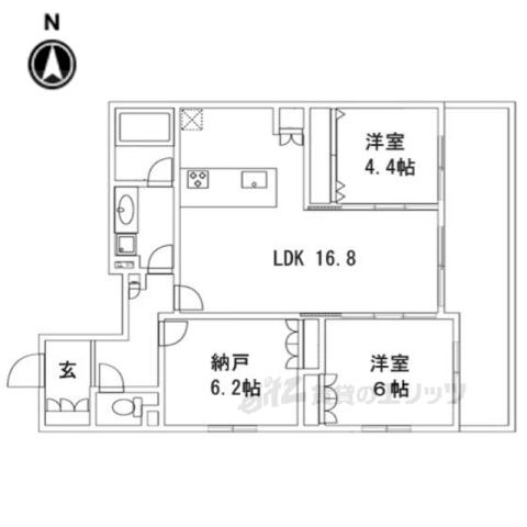 グランエスパス御所南(2LDK/3階)の間取り写真