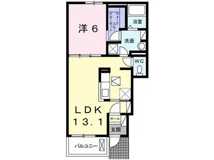 ジュワイユー・ベルI(1LDK/1階)の間取り写真