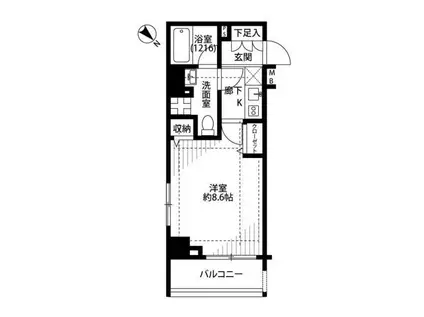 プレール・ドゥーク板橋区役所前II(1K/4階)の間取り写真