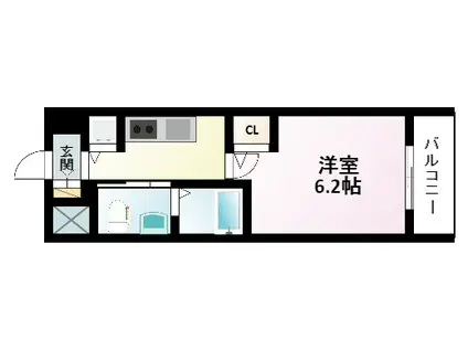 エスリード江坂江の木町(1K/7階)の間取り写真