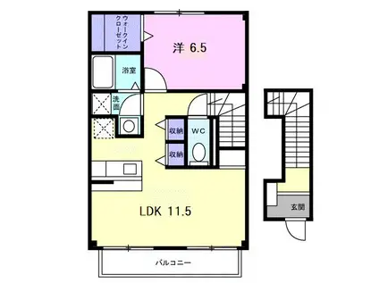 プレイン上峰III(1LDK/2階)の間取り写真