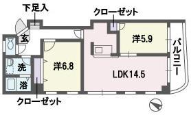 エムロード平尾(2LDK/5階)の間取り写真