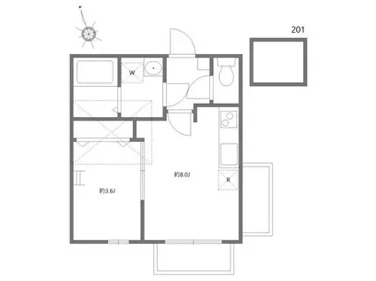 イーエルビー上十条(1DK/2階)の間取り写真