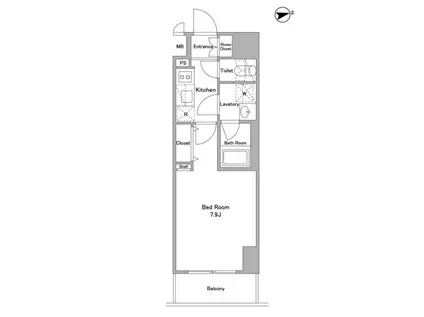 アスール北上野(1K/5階)の間取り写真