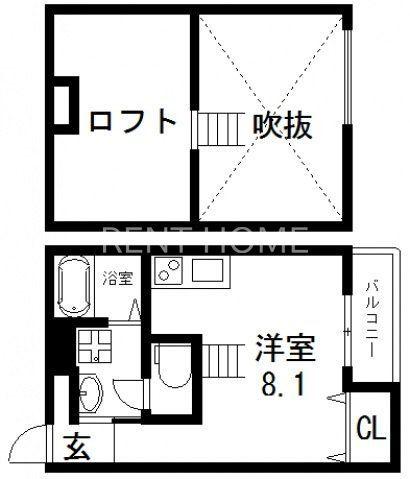 FOR REALIZE友井(ワンルーム/1階)の間取り写真