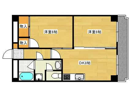 第2パークサイドマンション(2DK/5階)の間取り写真