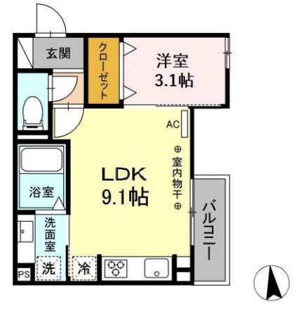 D-HILLS元浜(1LDK/2階)の間取り写真