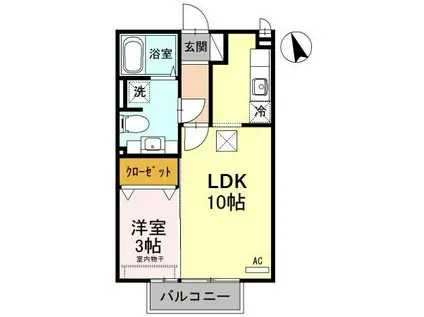 クイール(1LDK/1階)の間取り写真