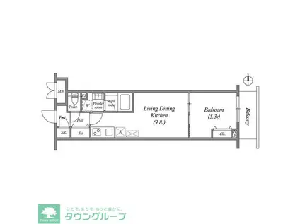 プライムガーデン若木(1LDK/5階)の間取り写真