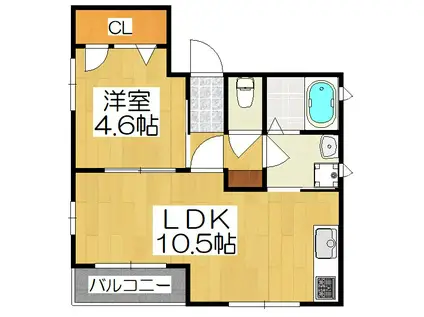 京洛舎 二人司(1LDK/2階)の間取り写真