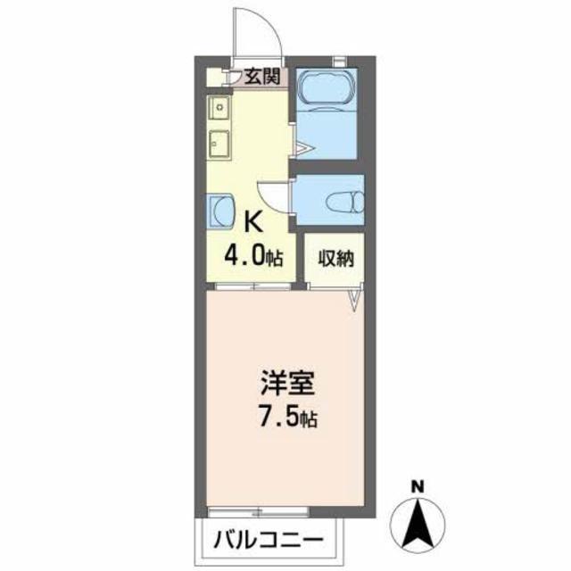 フレグランス中筋(1K/2階)の間取り写真