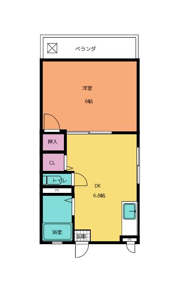 コーポ石垣西(1DK/1階)の間取り写真