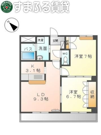 フォレストカワハラ(2LDK/1階)の間取り写真