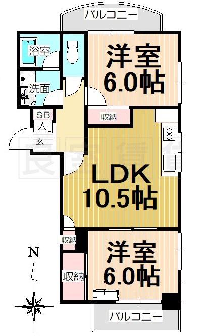 WIN大須(2LDK/9階)の間取り写真