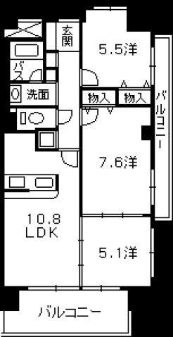 クレール牛田本町(3LDK/11階)の間取り写真
