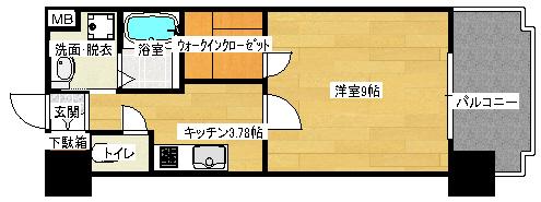 ロアール楠木(1K/6階)の間取り写真