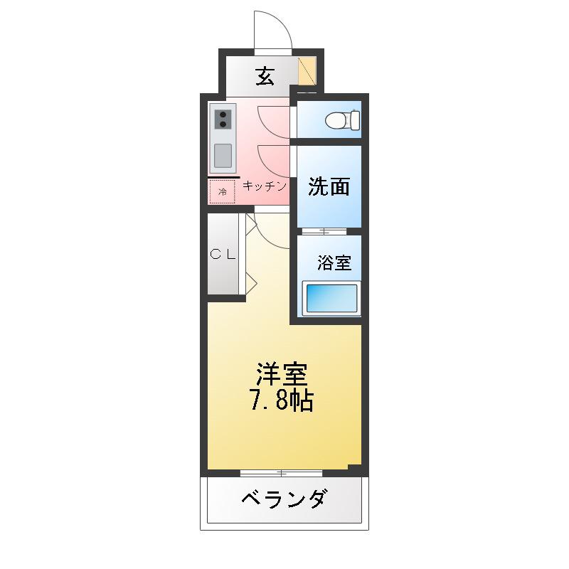 S-RESIDENCE四日市駅前COULEUR(1K/13階)の間取り写真
