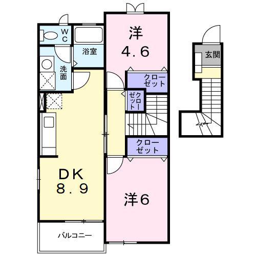 セレーノR・K(2DK/2階)の間取り写真