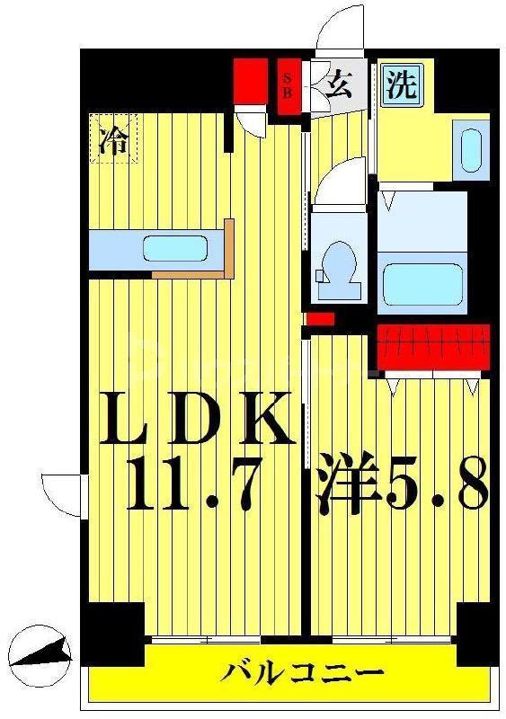 ブリスキューブ(1LDK/7階)の間取り写真