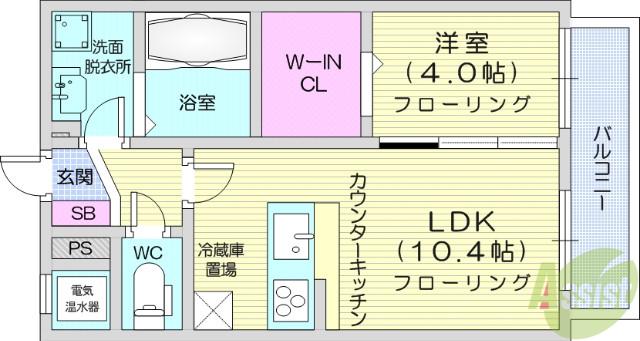 フロレスタ上杉(1LDK/1階)の間取り写真