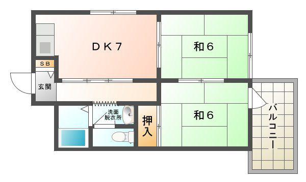HOUSE2001(2DK/1階)の間取り写真