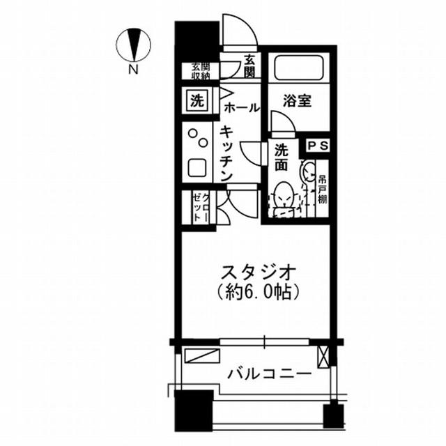 レジディア市ヶ谷(1K/2階)の間取り写真