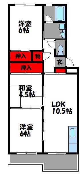 アベニュー88(3LDK/1階)の間取り写真