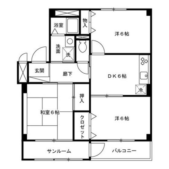 アネックス(3DK/2階)の間取り写真