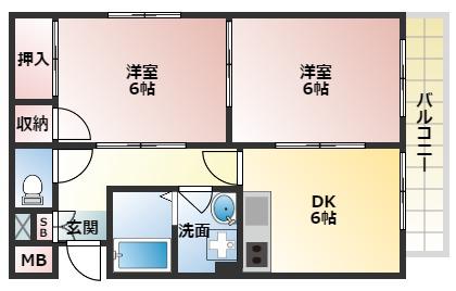 グレースピア(2DK/4階)の間取り写真