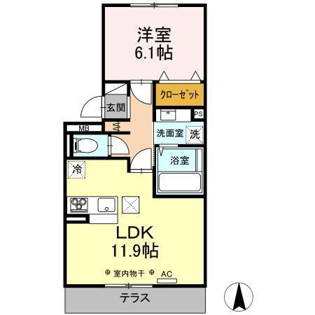 DSDECO(1LDK/1階)の間取り写真