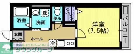 グレイスフルオーシャン(1K/2階)の間取り写真