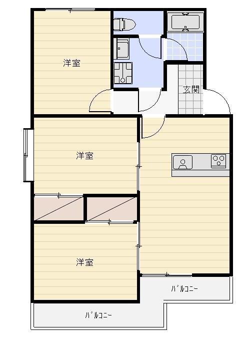ローザンヌI(3LDK/2階)の間取り写真