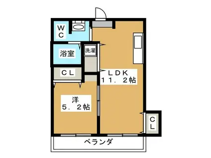 グレイシャス南台(1LDK/2階)の間取り写真
