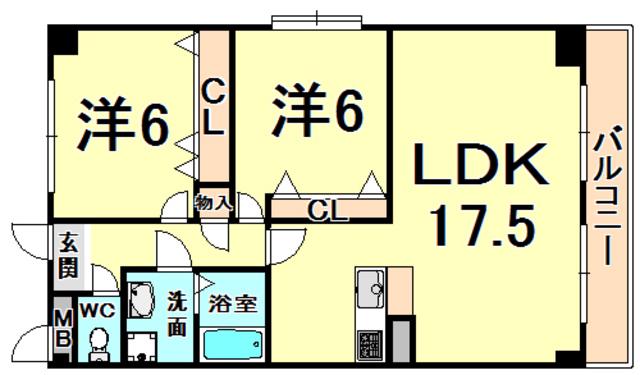 カーサ中野P1(2LDK/4階)の間取り写真